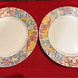Vintage Set of 2 Corelle Watercolor Fruit Plates - Made in USA